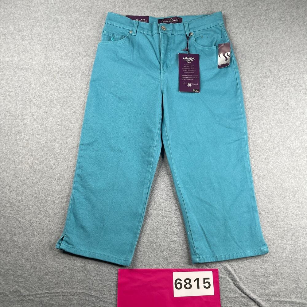 Gloria Vanderbilt Amanda Capri Denim Jeans Teal Womens Size 6 *SEE